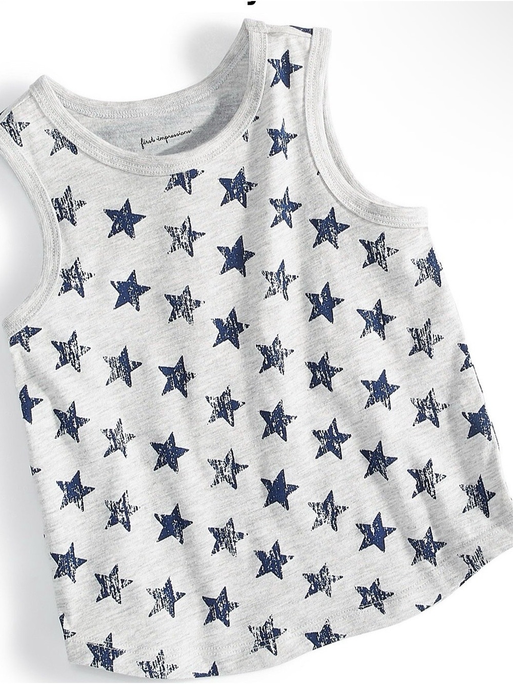 First Impressions Baby Boys Tank Top 18M Gray Blue Star Print Sleeveless Shirt